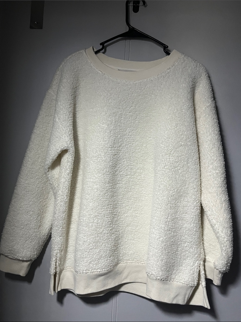 LOFT Ivory Sherpa Crewneck Sweatshirt